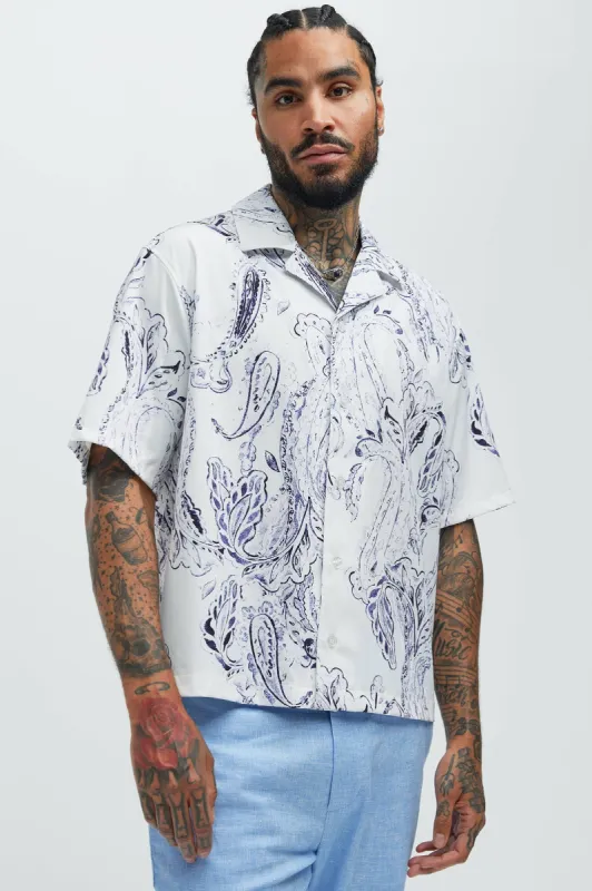 Watermark Paisley Shirt - White/combo sold by Fashion Nova