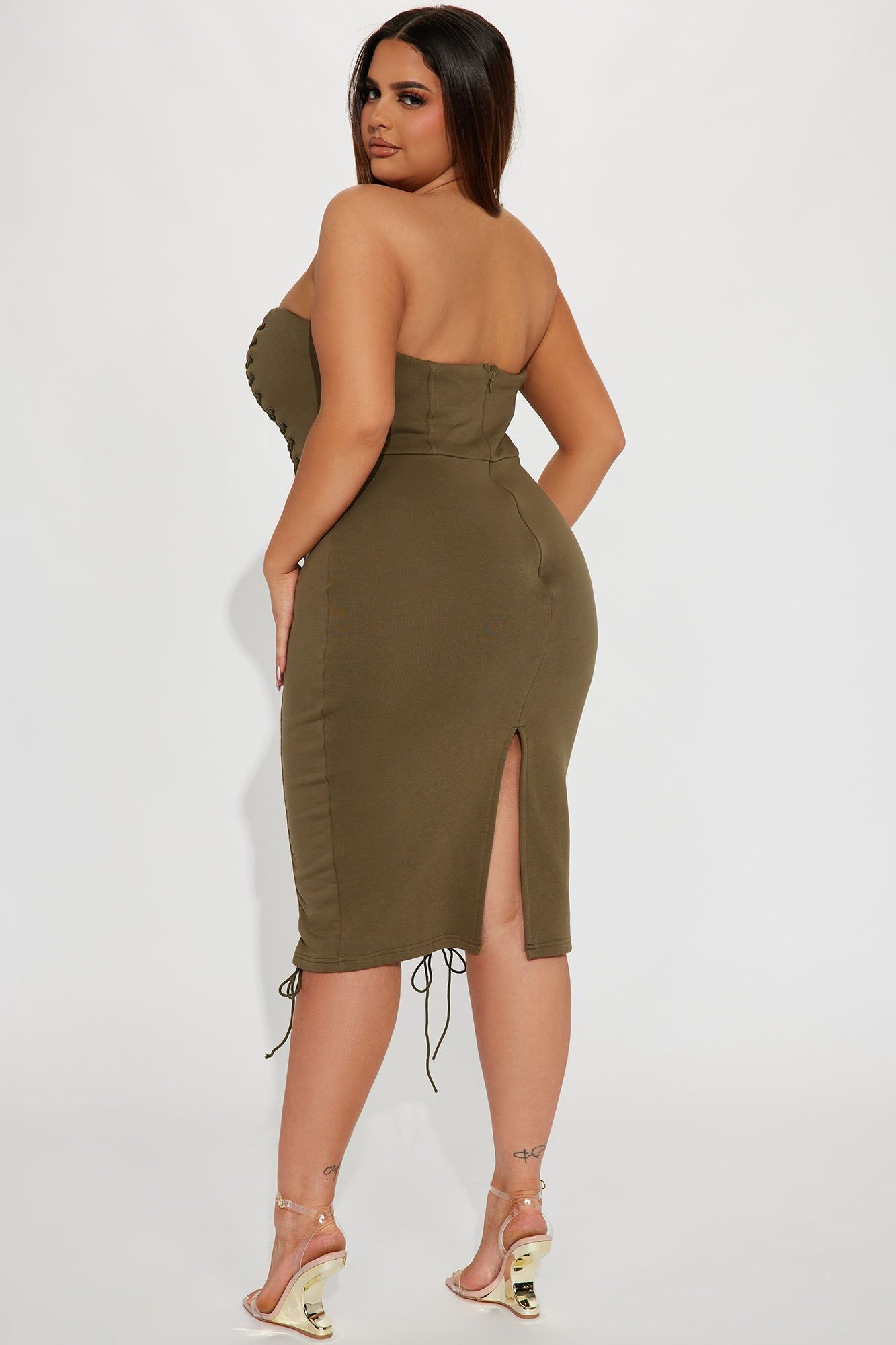 Gabriella Strapless Midi Dress - Olive sold by Fashion Nova product image thumbnail 6