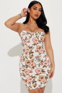 Angela Floral Mini Dress - Off White sold by Fashion Nova