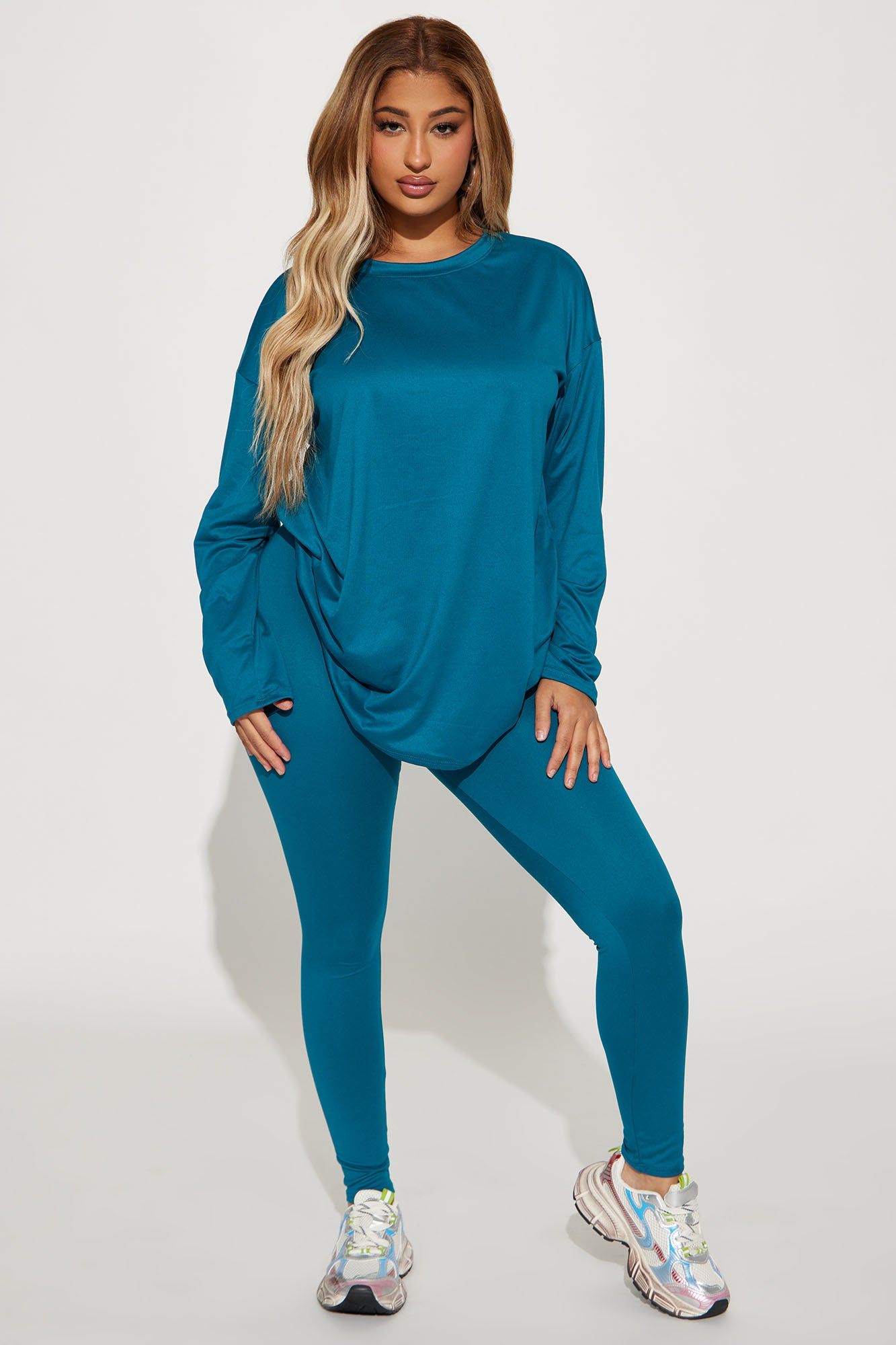 Weekend Vibes Long Sleeve Set - Teal sold by Fashion Nova