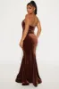 Lydia Velvet Maxi Dress - Chocolate sold by Fashion Nova