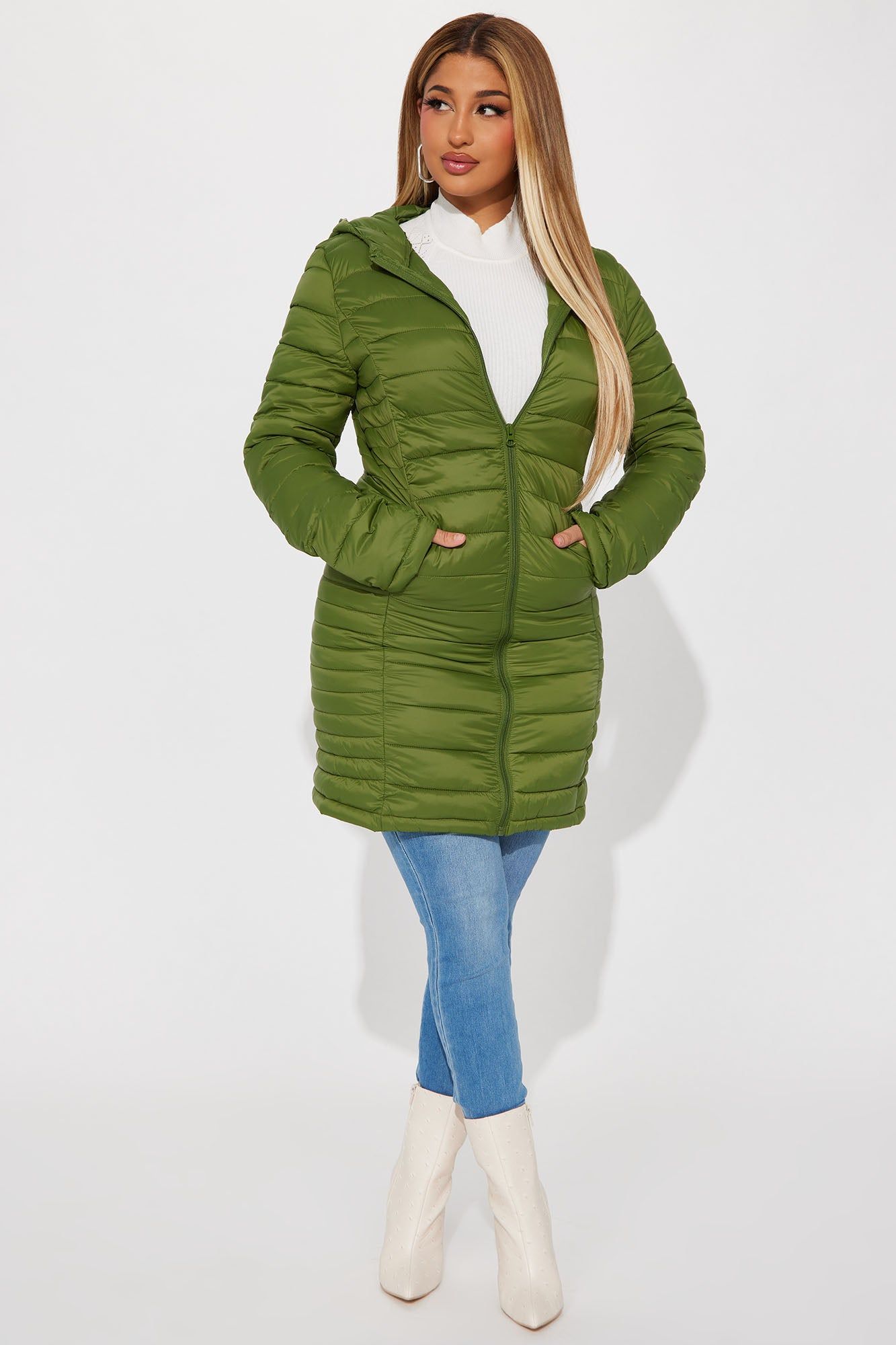 Padded Landing Puffer Coat - Olive sold by Fashion Nova product image thumbnail 2