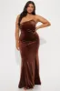 Lydia Velvet Maxi Dress - Chocolate sold by Fashion Nova