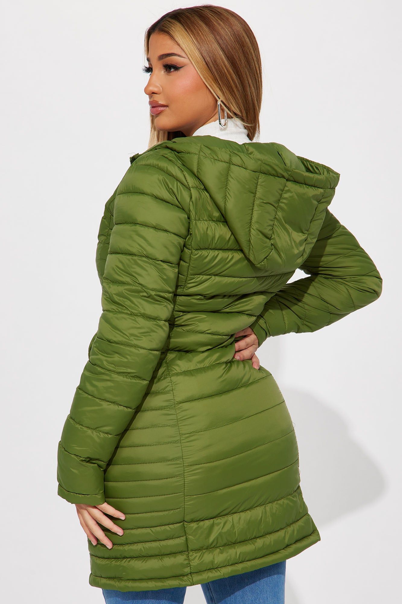 Padded Landing Puffer Coat - Olive sold by Fashion Nova product image thumbnail 3