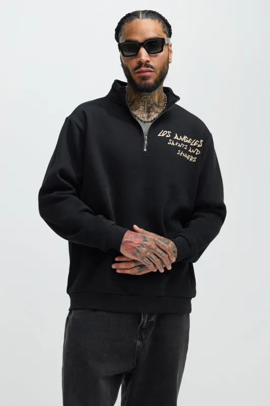 LA Saints & Sinners Quarter Zip Sweatshirt - Black sold by Fashion Nova