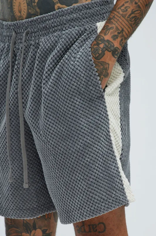 Kamari Textured Shorts - Grey/combo sold by Fashion Nova