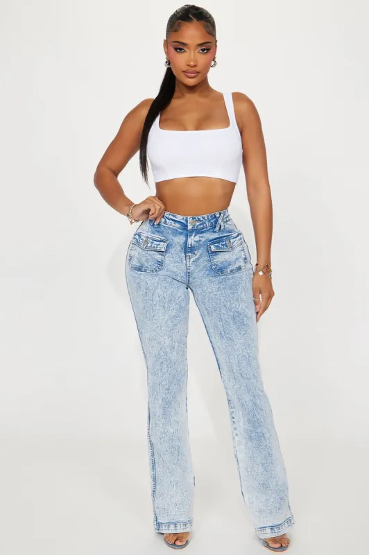 Play Your Roll Bootcut Jeans - Light Wash sold by Fashion Nova