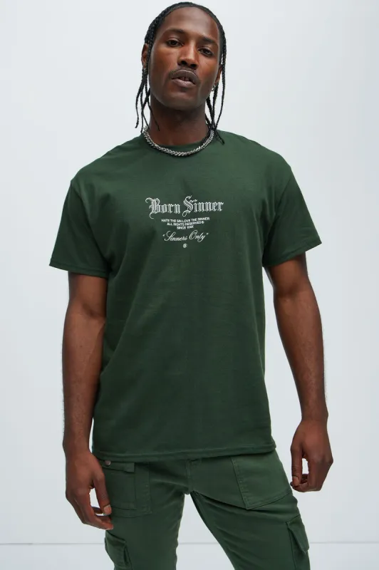 Born Sinner Repent Short Sleeve Tee - Green sold by Fashion Nova