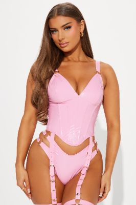 Secretly Naughty Vinyl Strappy 2 Piece Set - Pink sold by Fashion Nova