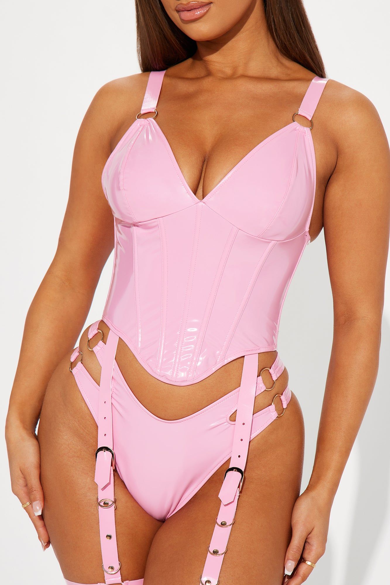 Secretly Naughty Vinyl Strappy 2 Piece Set - Pink sold by Fashion Nova product image thumbnail 2