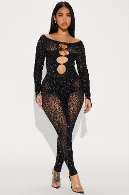 Sierra Embellished Seamless Jumpsuit - Black sold by Fashion Nova