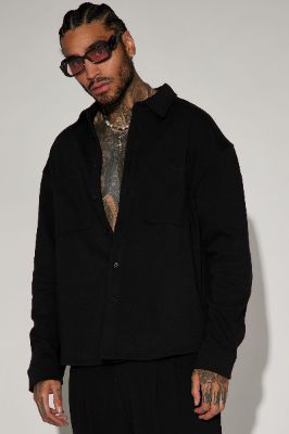 Tyson Fleece Shacket - Black sold by Fashion Nova