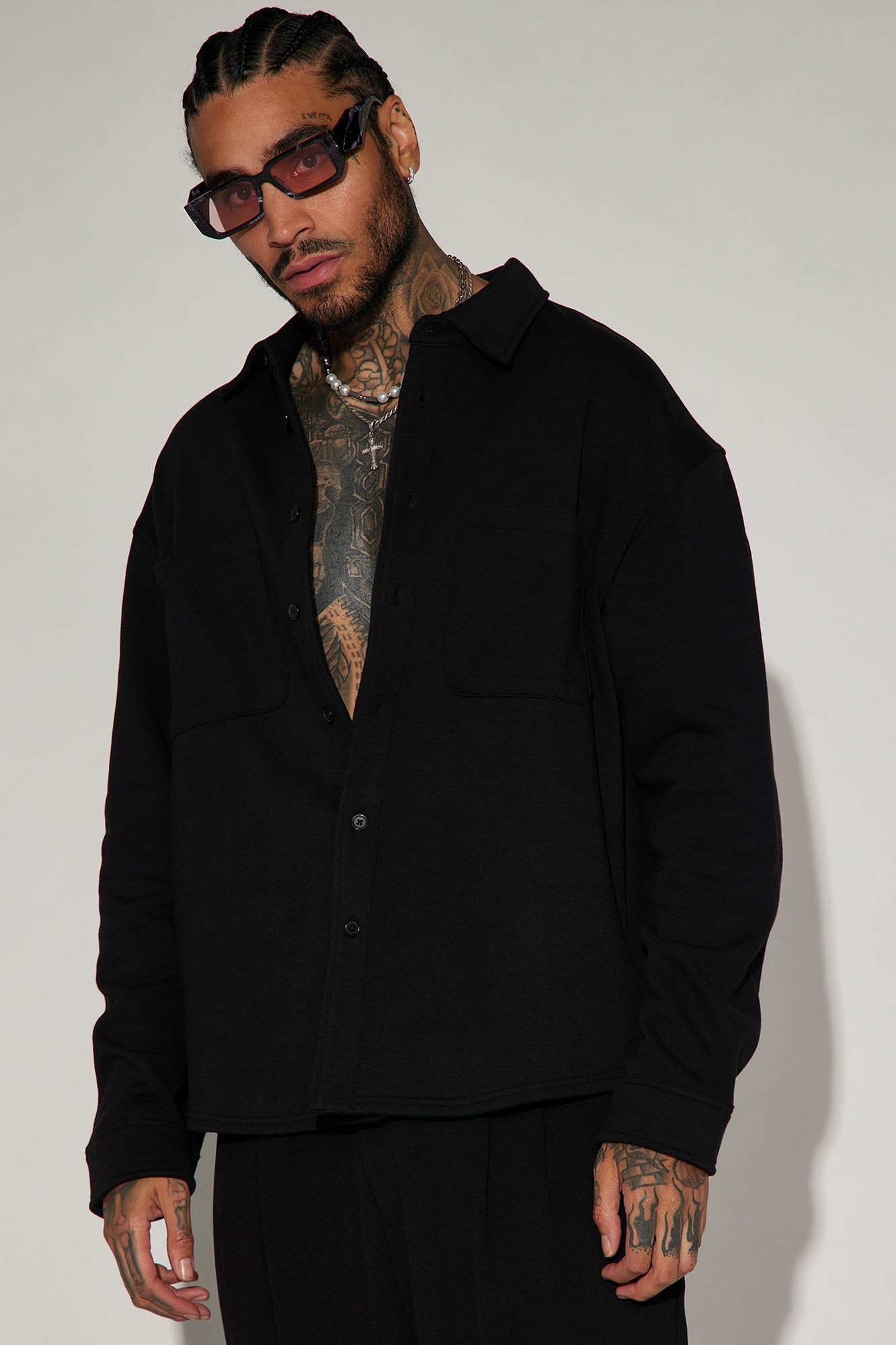 Tyson Fleece Shacket - Black sold by Fashion Nova