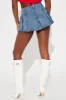 Kariss Cargo Denim Micro Mini Skort - Medium Wash sold by Fashion Nova