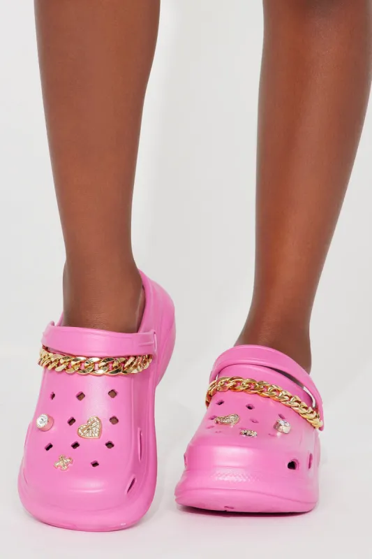 Mini Walk The Walk Slides - Fuchsia sold by Fashion Nova