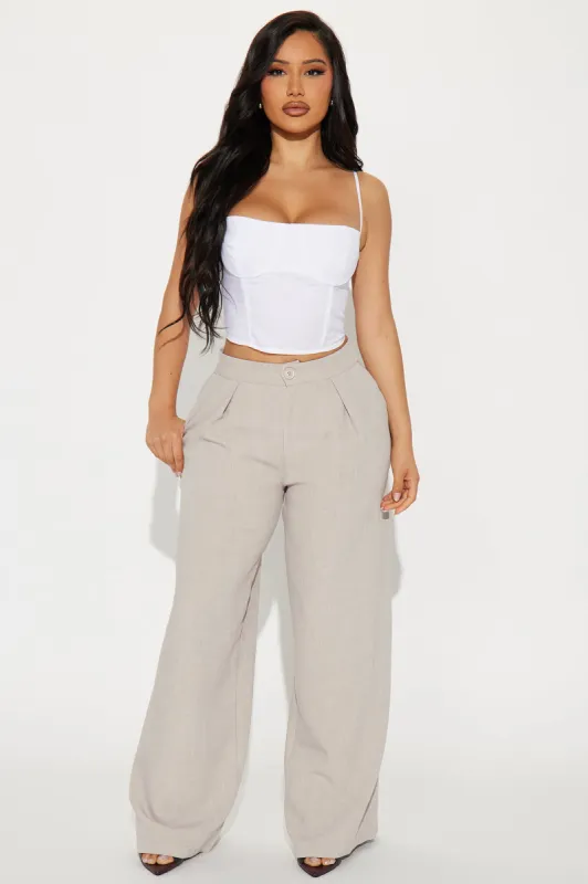 Work Too Hard Wide Leg Trouser - Stone sold by Fashion Nova