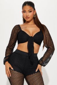 Isabella Crochet Pant Set - Black sold by Fashion Nova