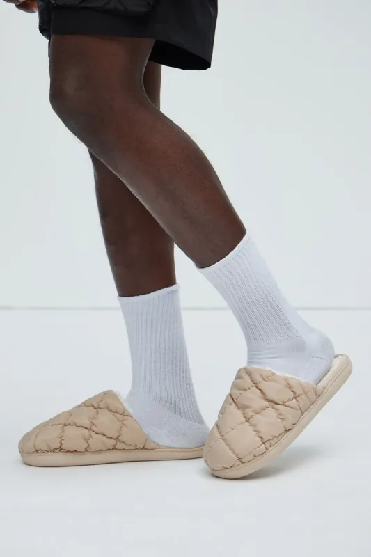 Quilted Nylon Slide - Taupe sold by Fashion Nova