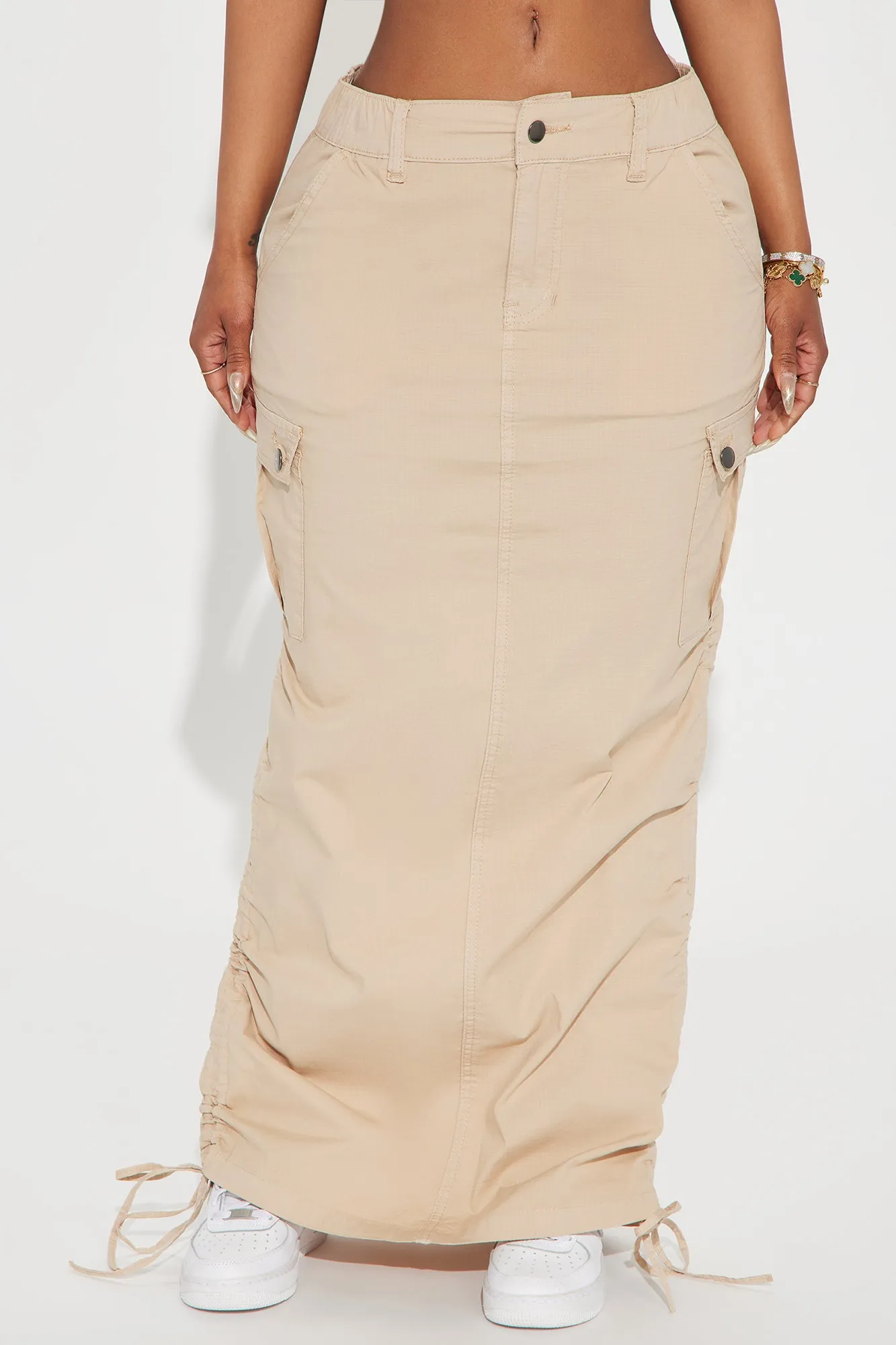 スカート OPEN YY_TheOpen Product CARGO POCKET MAXI SKIRT (KHAKI) Gray Cargo Maxi Skirt by OPEN YY on Sale