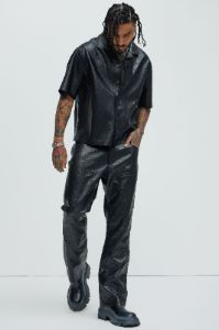 Riker Faux Leather Carpenter Flare Pants - Black sold by Fashion Nova