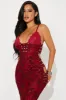 Up Next Mesh Maxi Dress - Burgundy sold by Fashion Nova