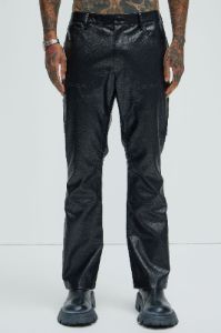 Riker Faux Leather Carpenter Flare Pants - Black sold by Fashion Nova