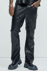 Riker Faux Leather Carpenter Flare Pants - Black sold by Fashion Nova