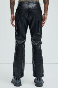 Riker Faux Leather Carpenter Flare Pants - Black sold by Fashion Nova