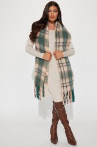 Cozy And Casual Scarf - Taupe/combo sold by Fashion Nova