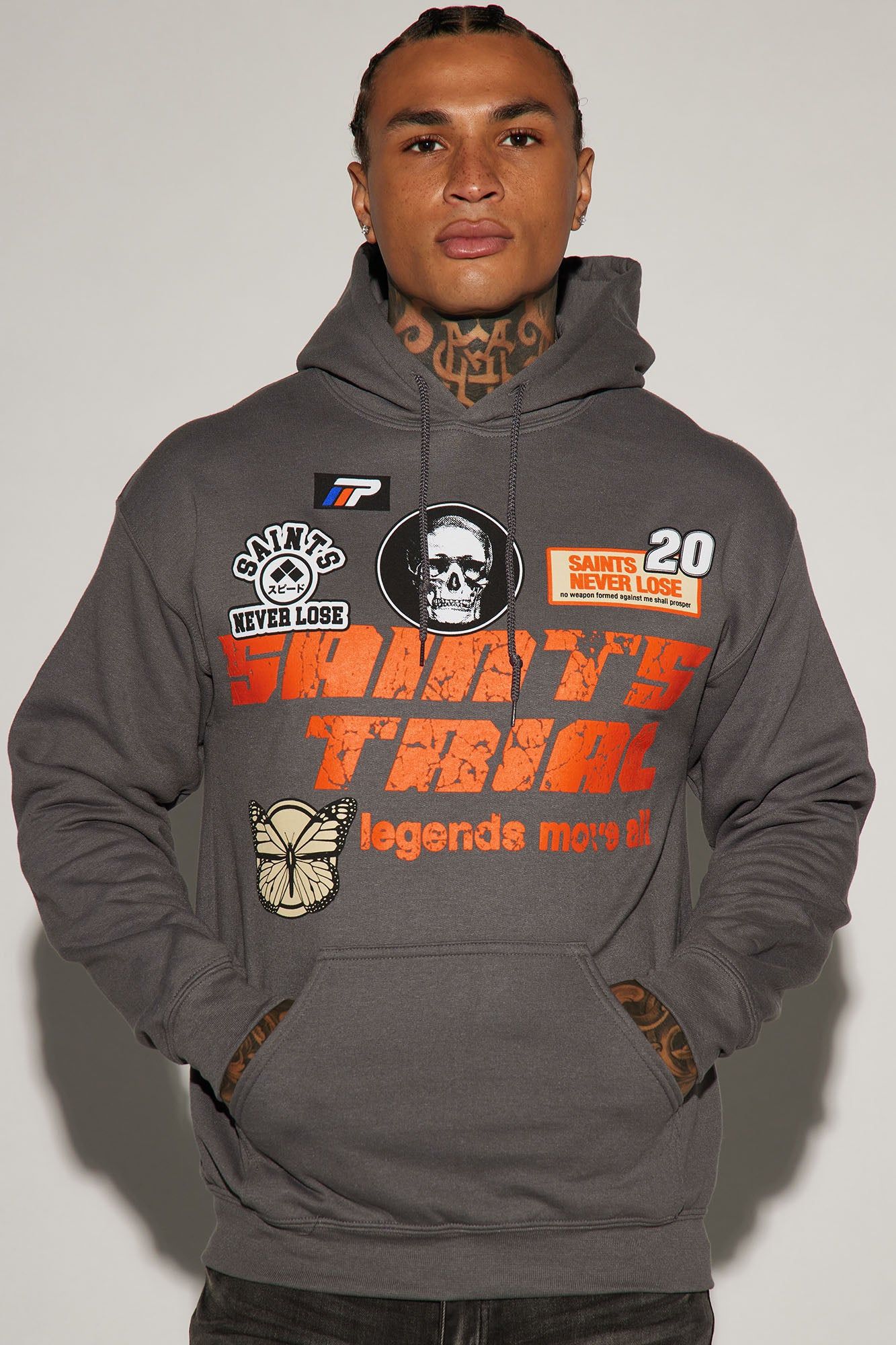 Saints Trial Hoodie - Charcoal sold by Fashion Nova