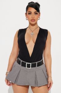 Kamari Deep V-Neck Bodysuit - Black sold by Fashion Nova
