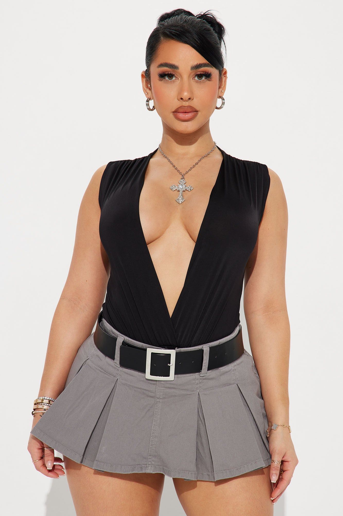 Kamari Deep V-Neck Bodysuit - Black sold by Fashion Nova product image thumbnail 3