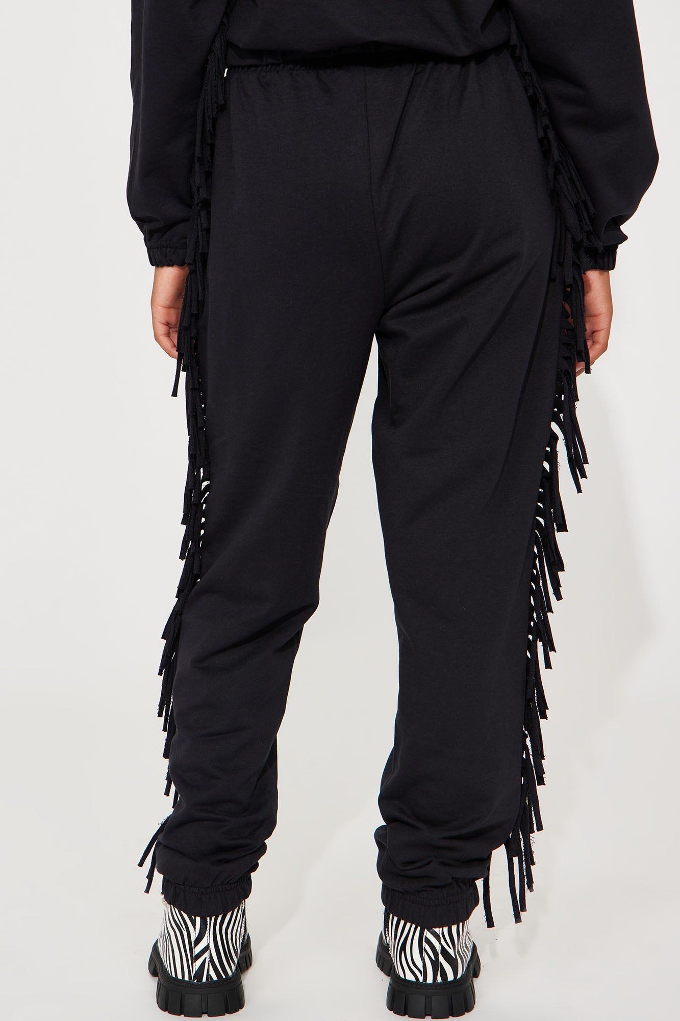 Mini Addison Fringe French Terry Lounge Jogger - Black sold by Fashion Nova product image thumbnail 3