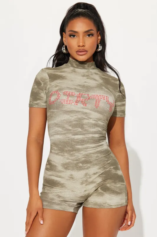 Talk Dirty Romper - Olive sold by Fashion Nova