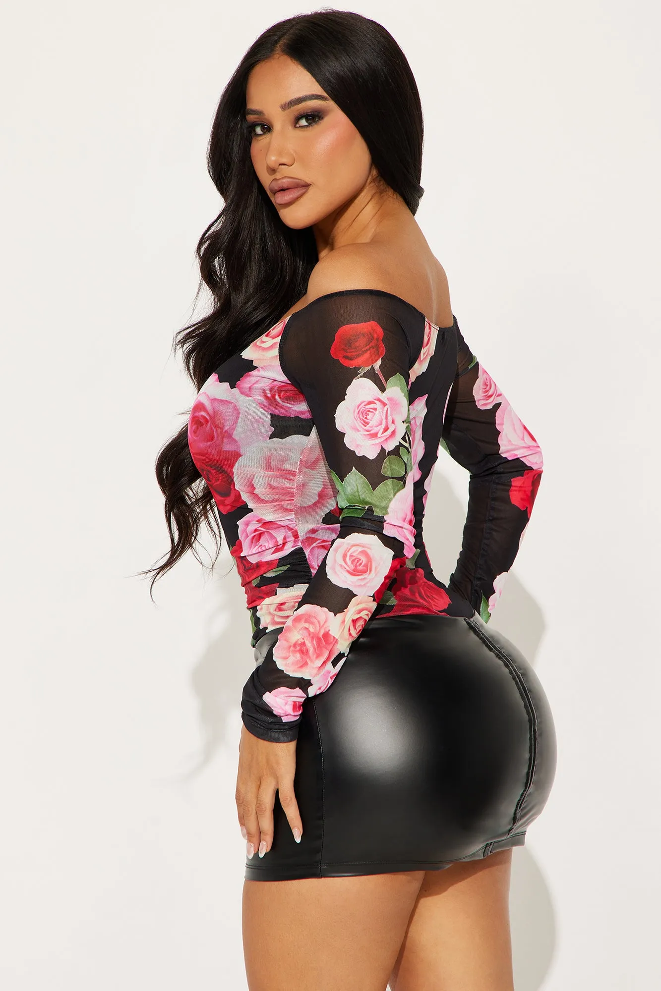 Rosaria Floral Mesh Bodysuit - Black sold by Fashion Nova product image thumbnail 4