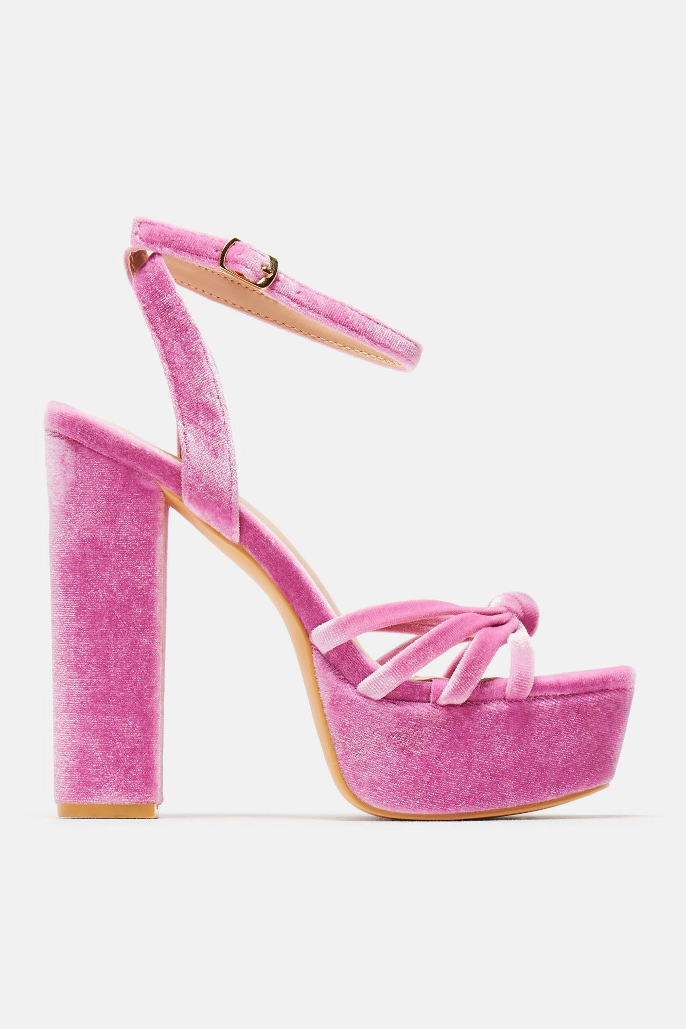 Keep You Waiting Velvet Heeled Sandals - Pink sold by Fashion Nova product image thumbnail 4