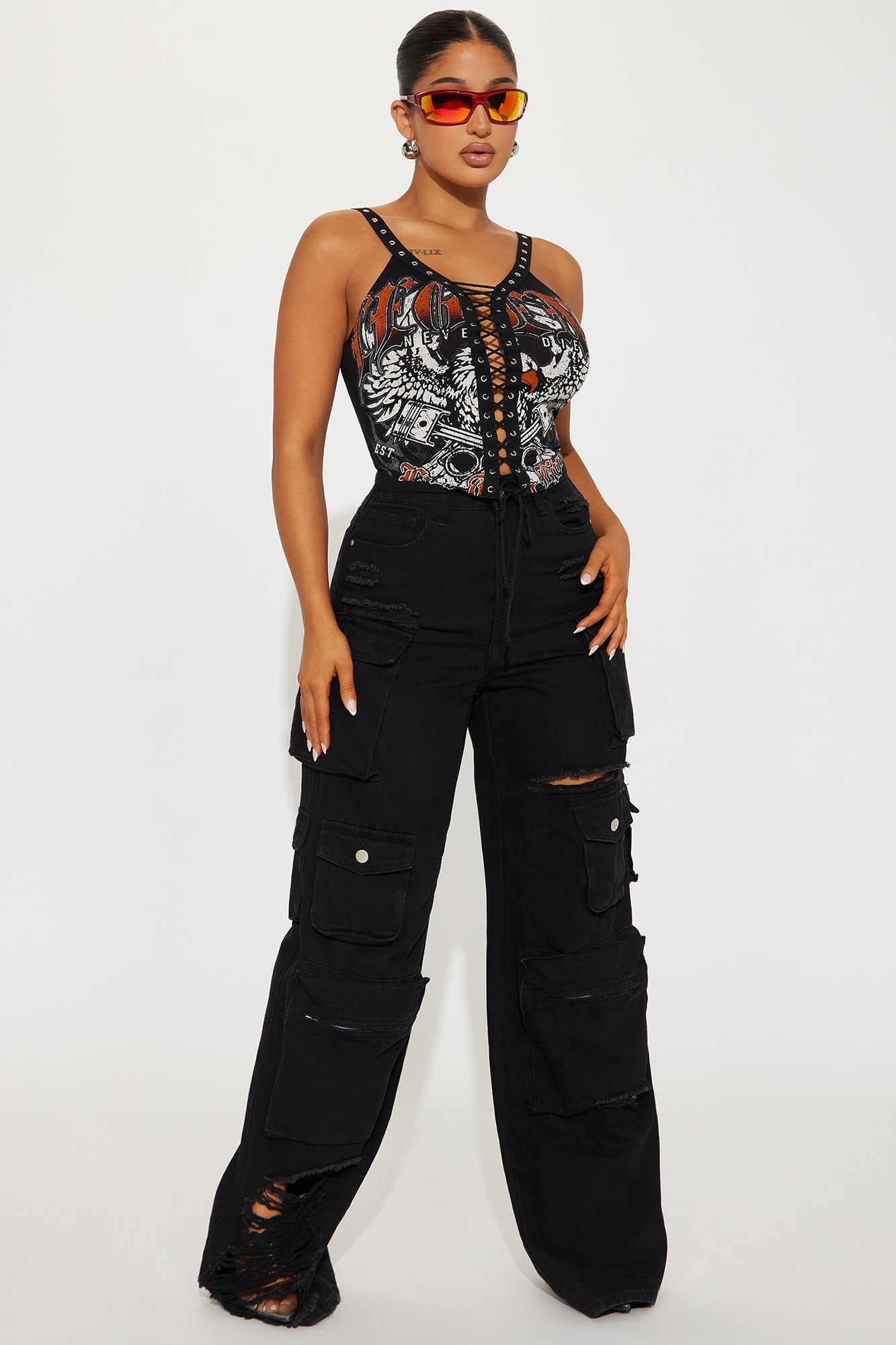 On The Radar Lace Up Top - Black sold by Fashion Nova product image thumbnail 2