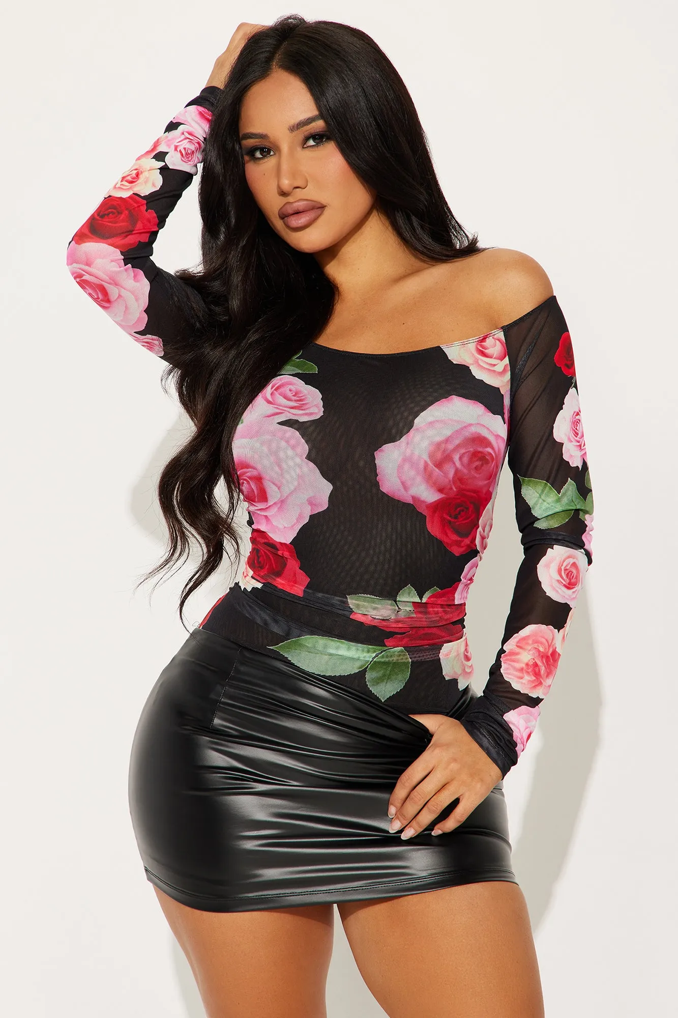 Rosaria Floral Mesh Bodysuit - Black sold by Fashion Nova product image thumbnail 3