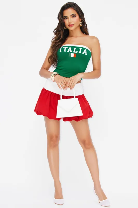 Little Miss Italia Bubble Skirt Set - Green/combo sold by Fashion Nova