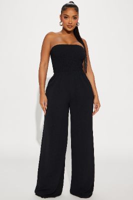 Mabel Smocked Jumpsuit - Black sold by Fashion Nova