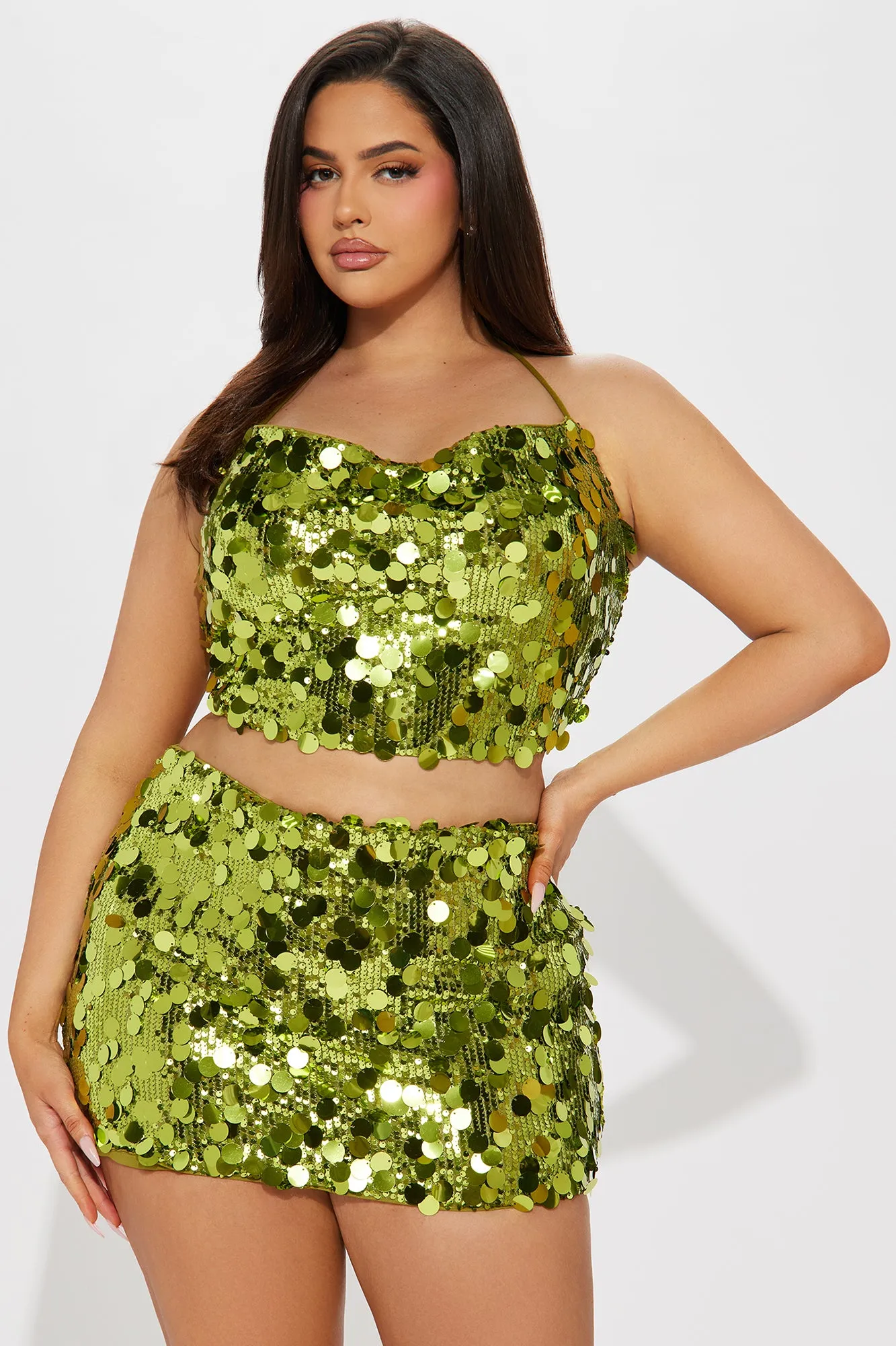 Keep It Up Sequin Skirt Set - Chartreuse sold by Fashion Nova product image thumbnail 5