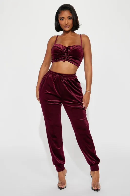 Down With You Jogger Set - Burgundy sold by Fashion Nova