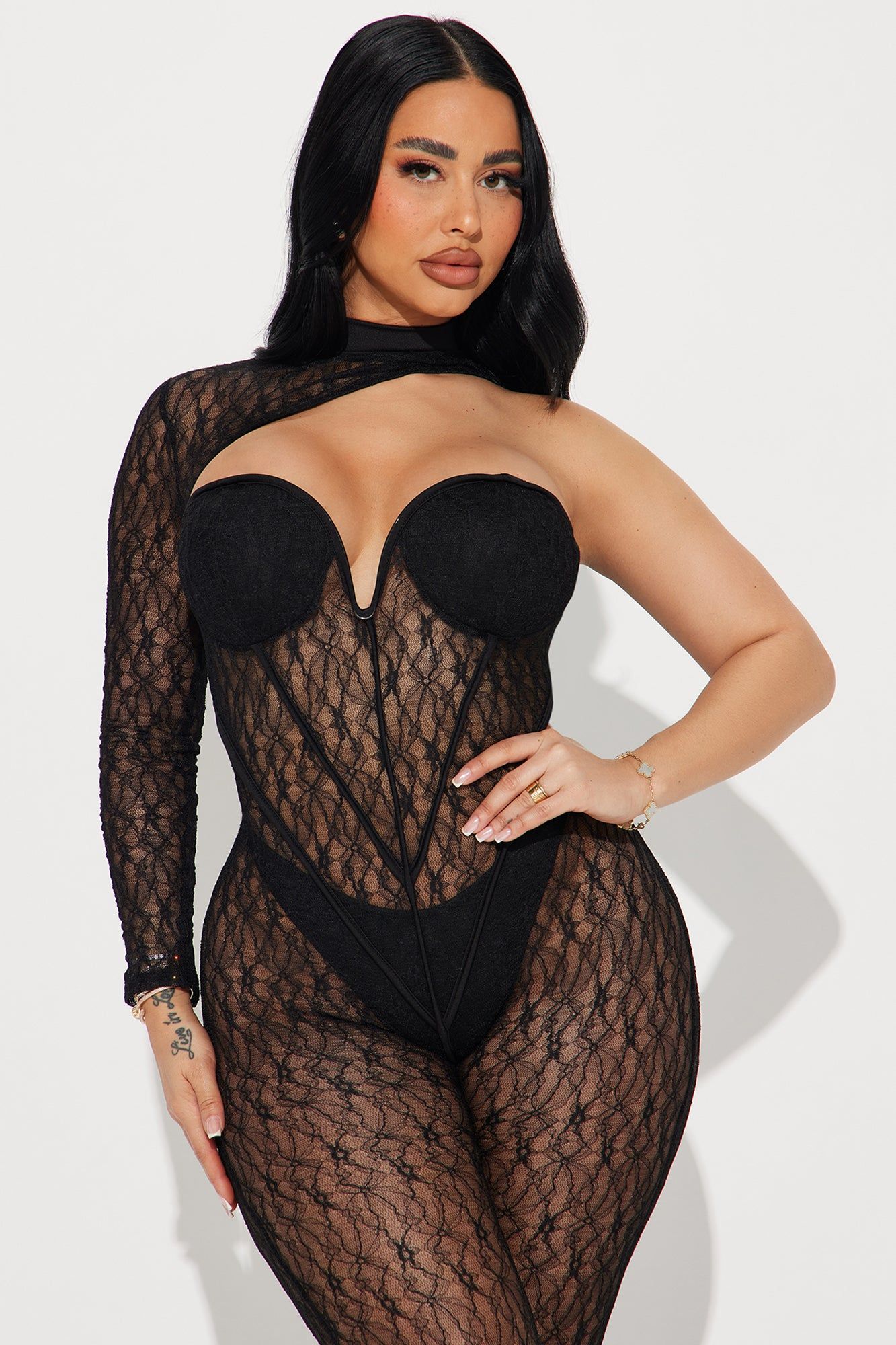 Out In Miami Lace Jumpsuit - Black sold by Fashion Nova product image thumbnail 2