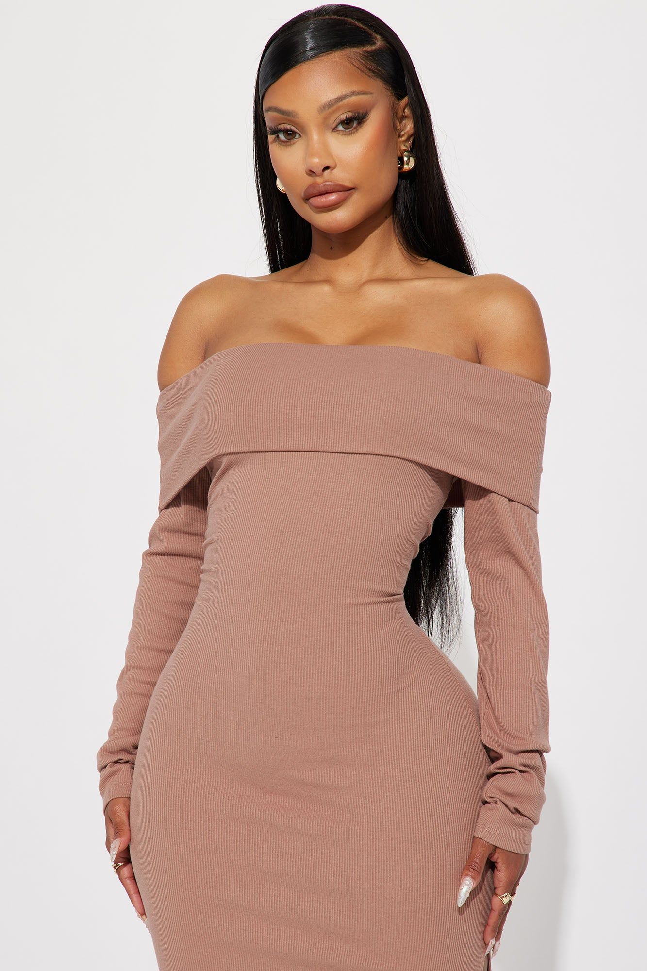 Jenna Ribbed Midi Dress - LightBrown sold by Fashion Nova product image thumbnail 2