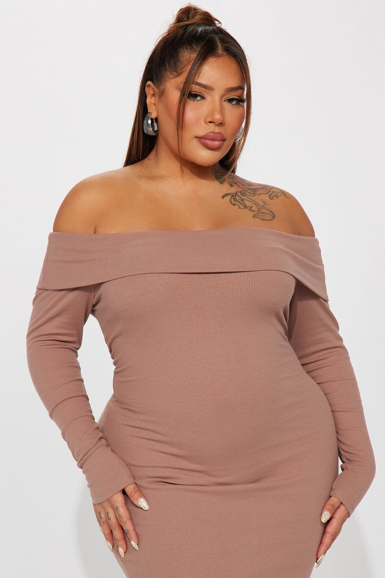 Jenna Ribbed Midi Dress - LightBrown sold by Fashion Nova product image thumbnail 5
