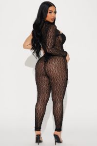 Out In Miami Lace Jumpsuit - Black sold by Fashion Nova
