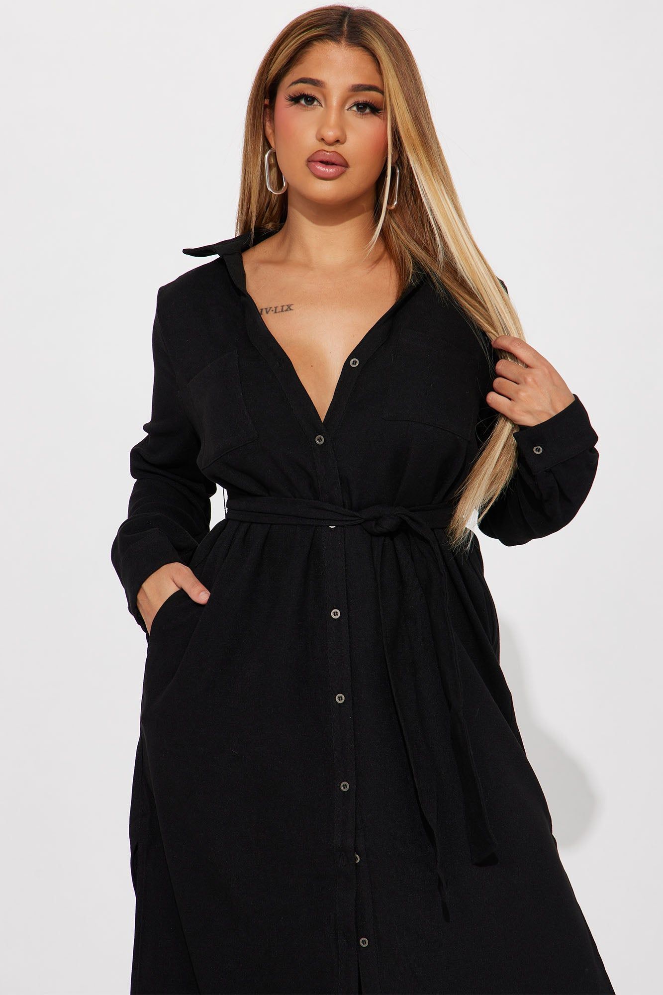 Gracie Button Down Maxi Dress - Black sold by Fashion Nova product image thumbnail 2