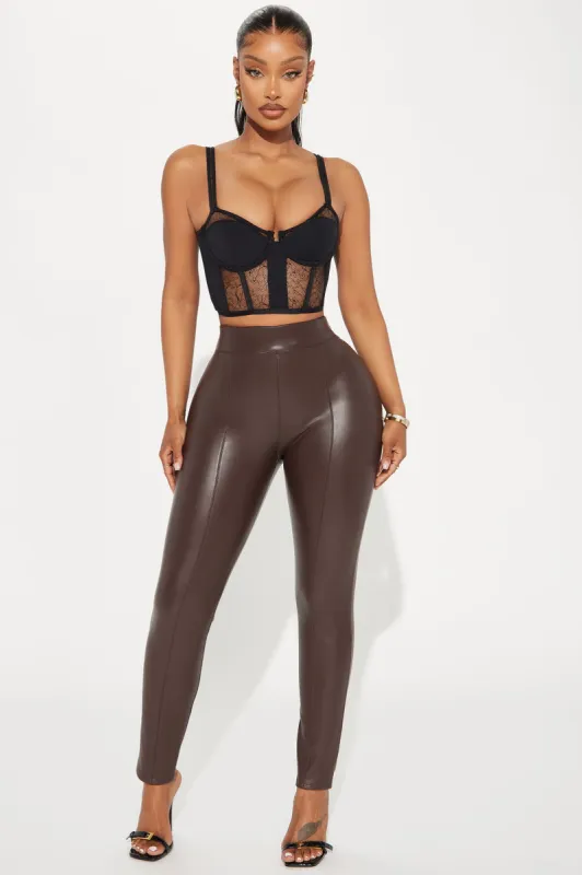 Taylor Faux Leather Legging - Chocolate sold by Fashion Nova