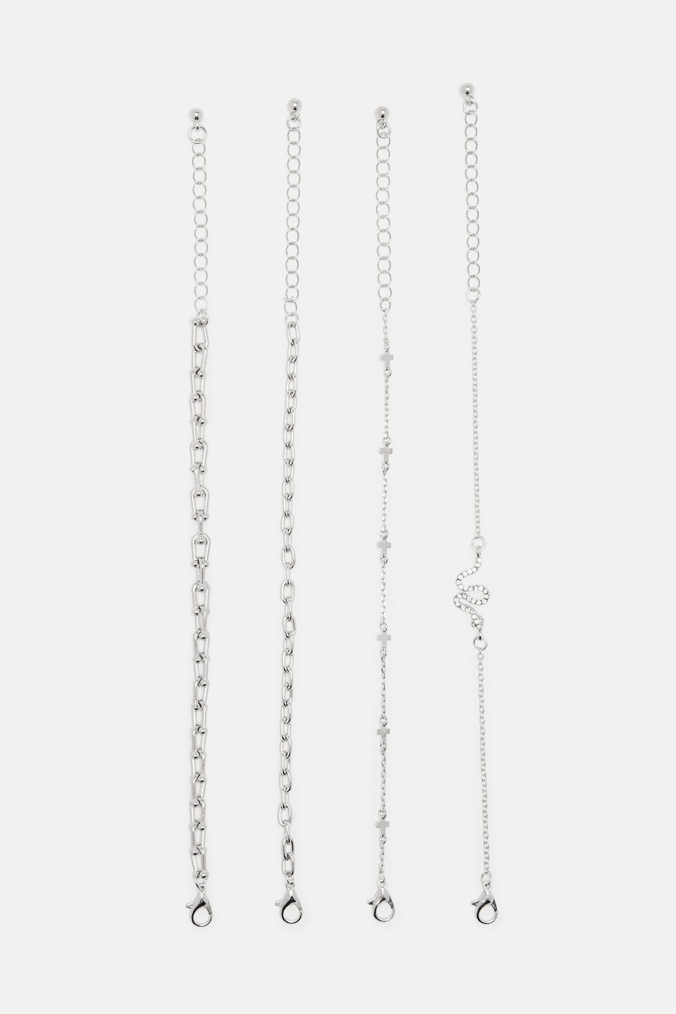 Stay Away From Trouble 4 Piece Bracelet Set - Silver sold by Fashion Nova