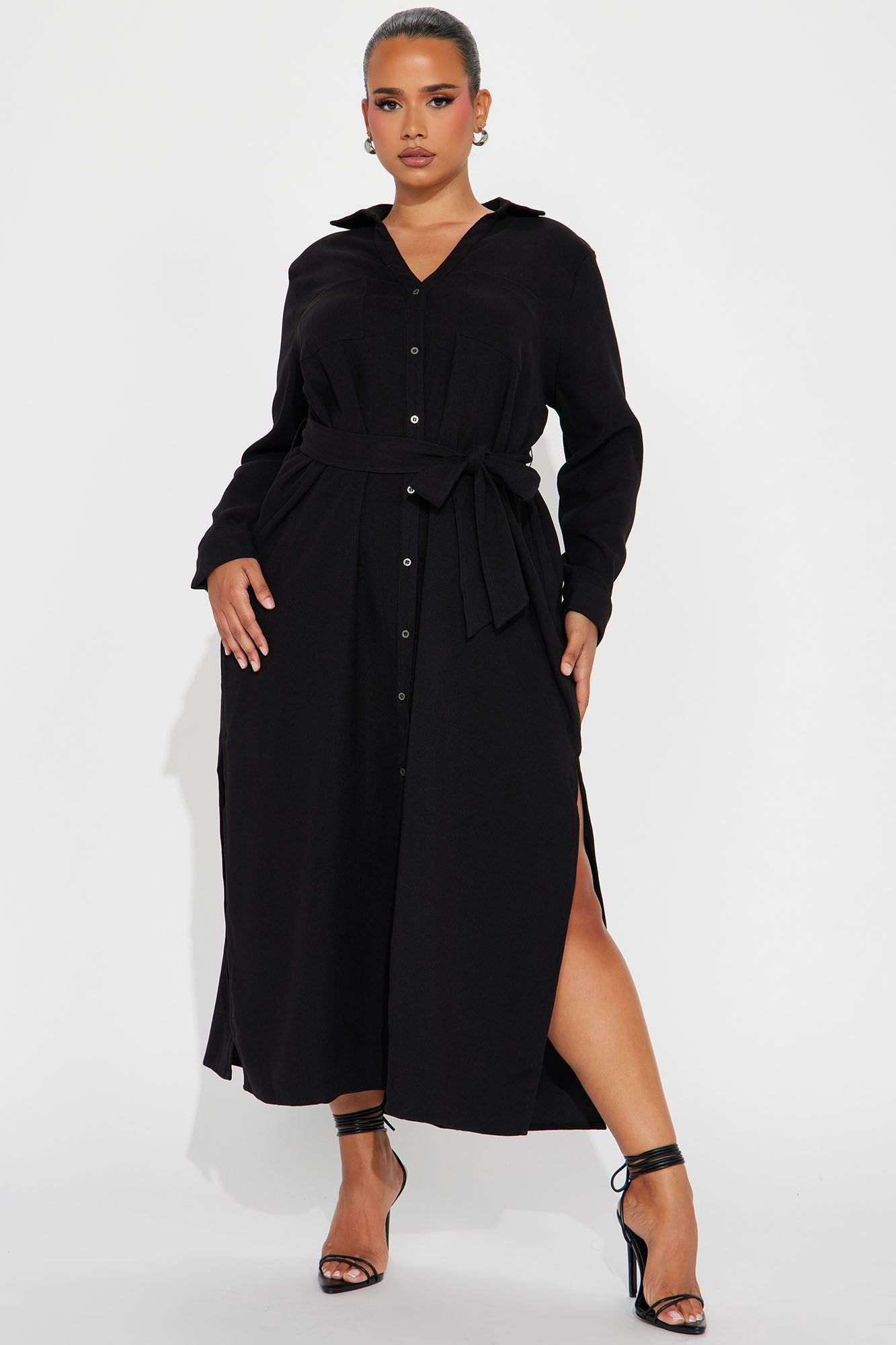Gracie Button Down Maxi Dress - Black sold by Fashion Nova product image thumbnail 4
